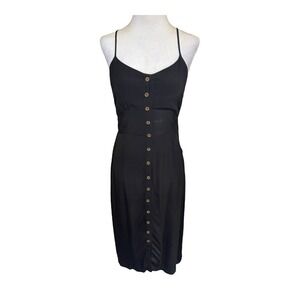 Code X Mode Black Button Front Dress Tie Back Sleeveless Casual Midi Size Medium
